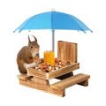 Gnodary Squirrel Feeder with Umbrella, Squirrel Feeders for Outside, Squirrel Picnic Table Feeder - Chipmunk Feeder Hold Corn, Corn Cob, Peanuts Style2 (Light Blue)