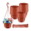 Roshtia 24 Pcs Hanging Plastic Planter Pot with Hook Flower Pots Baskets Hanging Nursery Planter Holder for Outdoor