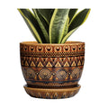 G EPGardening Ceramic Pot for Plants 5.5 Inch - Ceramic Plant Pot with Drainage Hole and Saucer, Boho Round Planter for