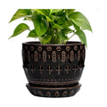 G EPGardening Ceramic Pot for Plants 5.5 Inch - Ceramic Plant Pot Indoor with Drainage Hole and Saucer, Round Boho