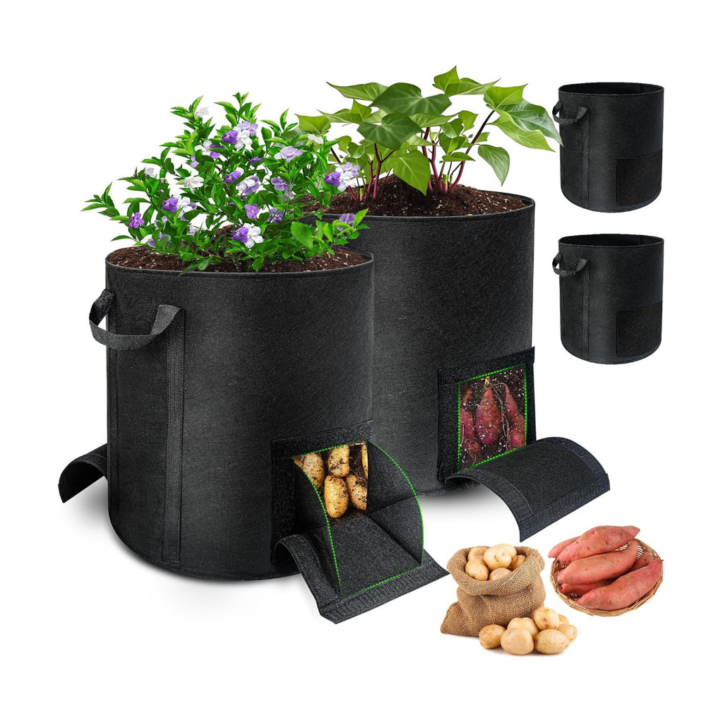 4 Pcs 15 Gallon Potato Grow Bags with Harvest & Visible Windows, Thickened Nonwoven Fabric Potato Planter,Potato