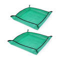 RESTCLOUD Indoor Plant Repotting Mat Potting Tray, Poo Poo Platter for Butterfly Cage, 19.6 x 19.6 Inches, Green, Set of 2 (26 x 26 Inches Set of 2)