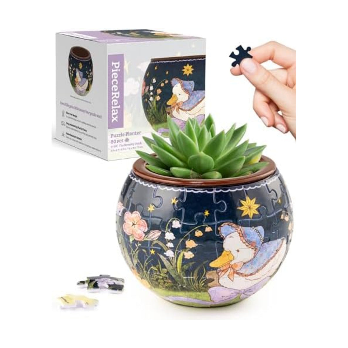 PieceRelax Unique 3D Puzzle Planter - 80 Plastic Pieces [K1128]