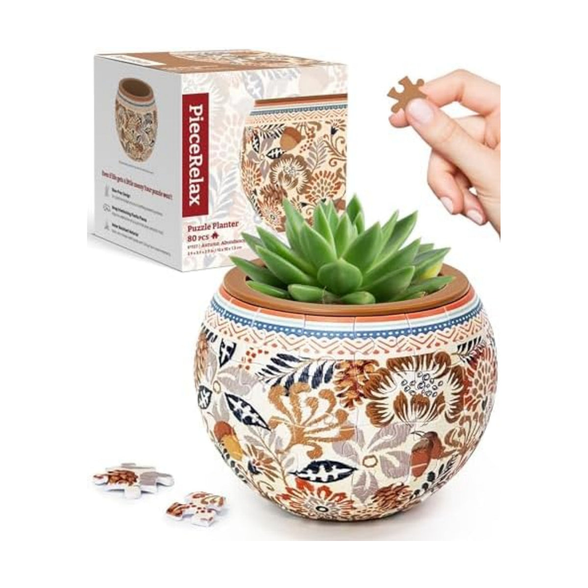 PieceRelax Unique 3D Puzzle Planter - 80 Plastic Pieces [K1127]