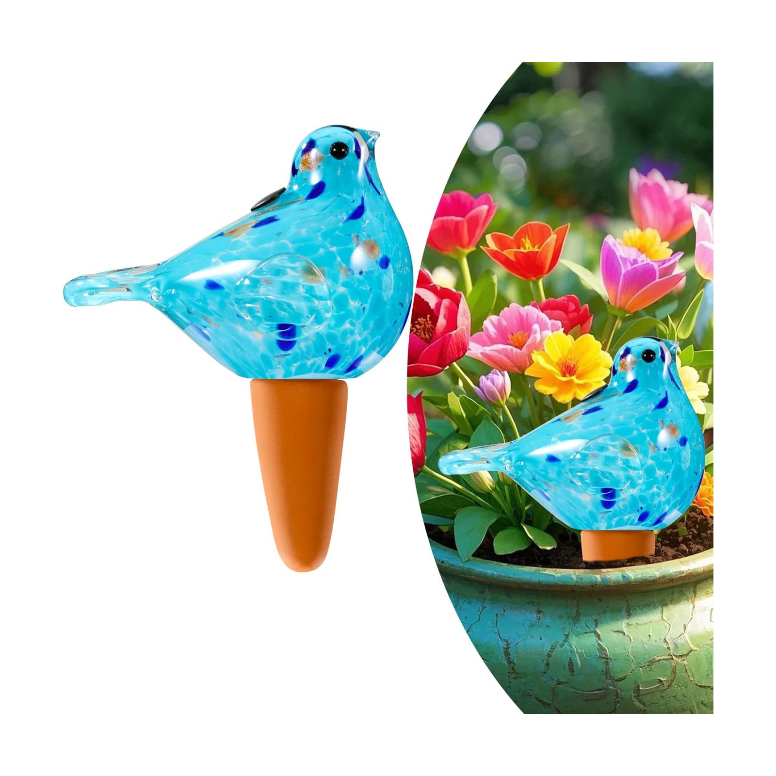 Glass Bird Shaped Plant Watering Ball Glass Automatic Watering Ball Flower Pot Insertion Spike Drip Irrigation Device