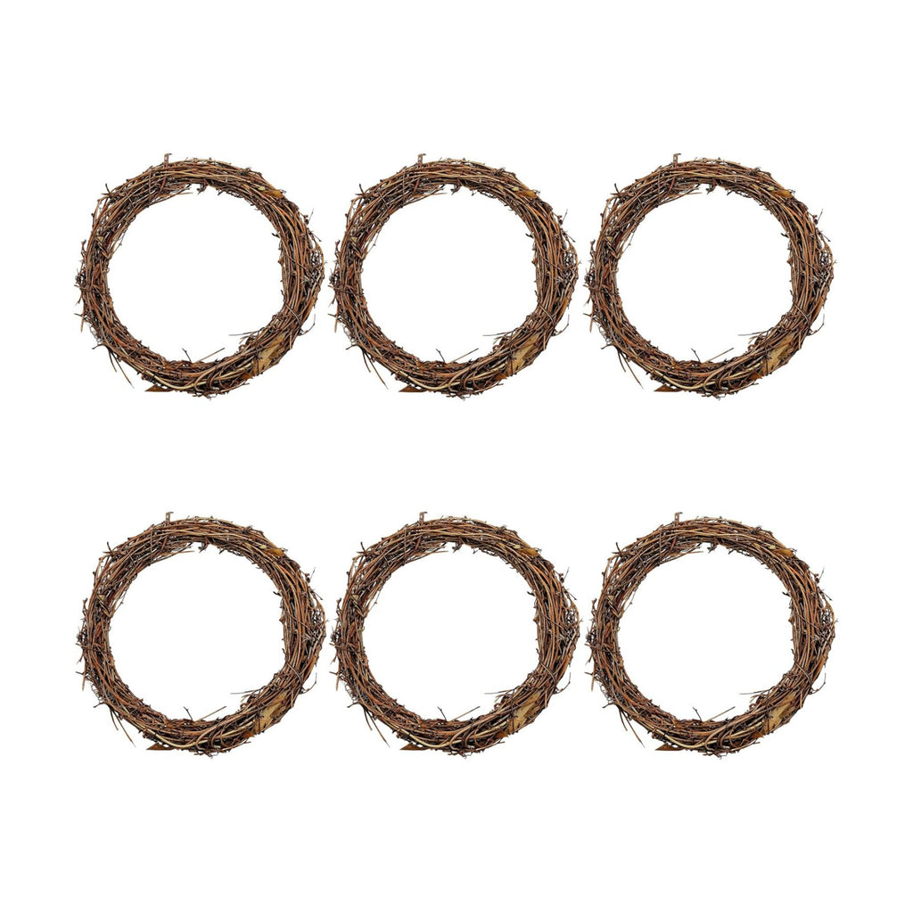 Small Round Grapevine Wreath 6 Inch Rattan Wreaths for Crafts Spring Christmas Holiday Decoration Wedding Home Decor (6 Pack)