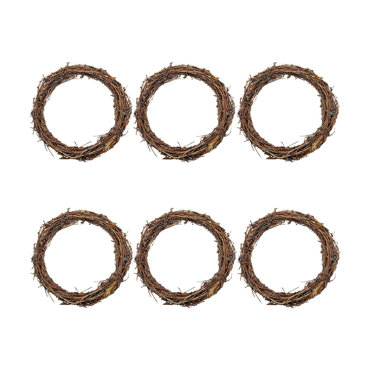 Small Round Grapevine Wreath 6 Inch Rattan Wreaths for Crafts Spring Christmas Holiday Decoration Wedding Home Decor (6 Pack)