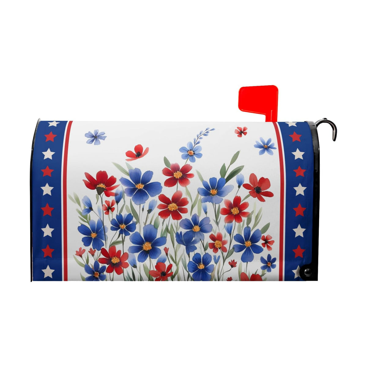 Memorial 4th of July American Large Mailbox Covers Magnetic Oversized 25x21 Inch Patriotic Wildflowers Mail Box Wraps Spring Summer Floral Post Letter Box Cover for Holiday Home Gadern Yard Decor