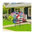JarThenaAMCS Patriotic Flower Metal Garden Stakes 4th of July American Flag Floral Vase Decorative Lawn Sign Welcome