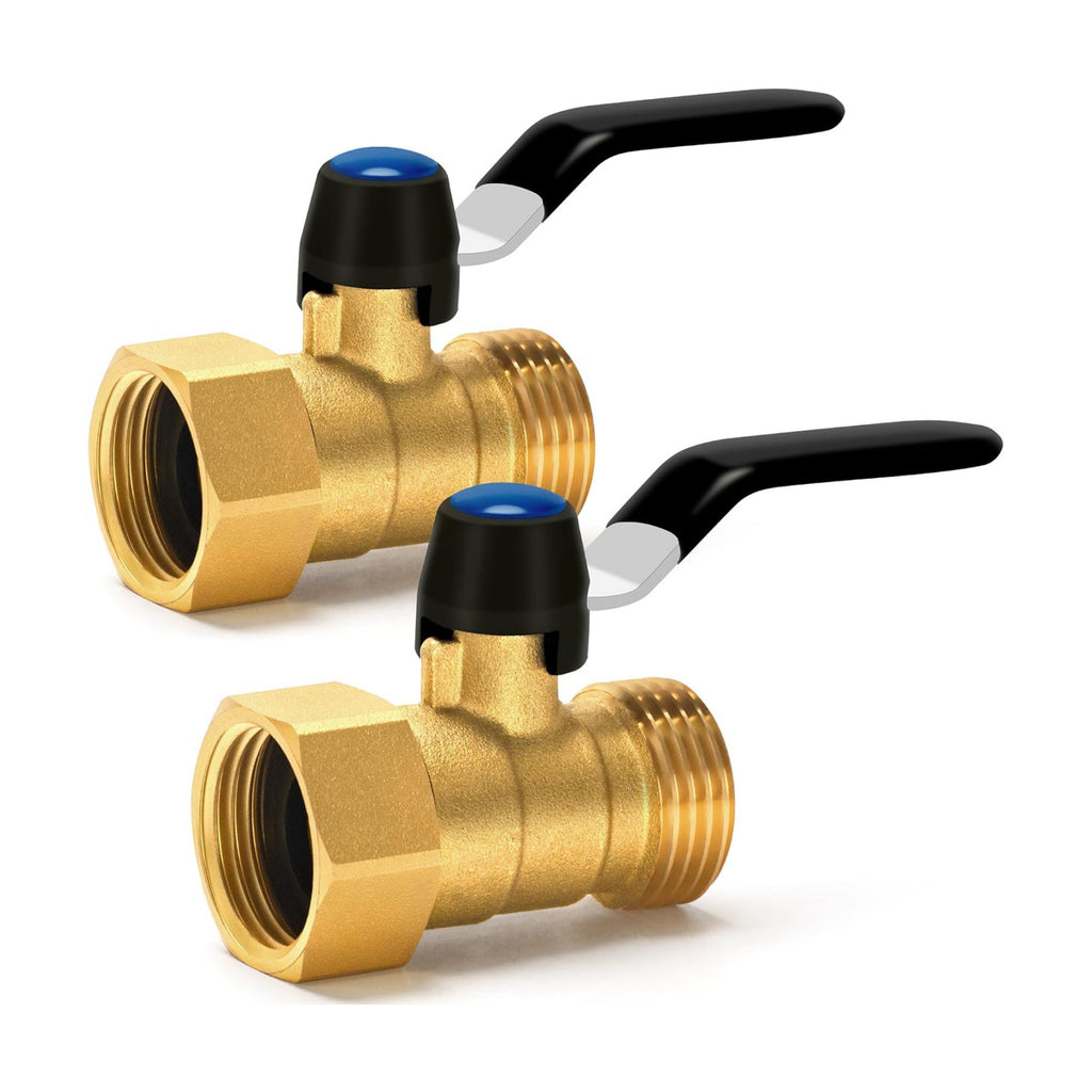 Brass Garden Hose Shut Off Valve with Full-Flow Design – Heavy Duty 3/4" GHT Nozzle Connector, 304 Stainless Steel