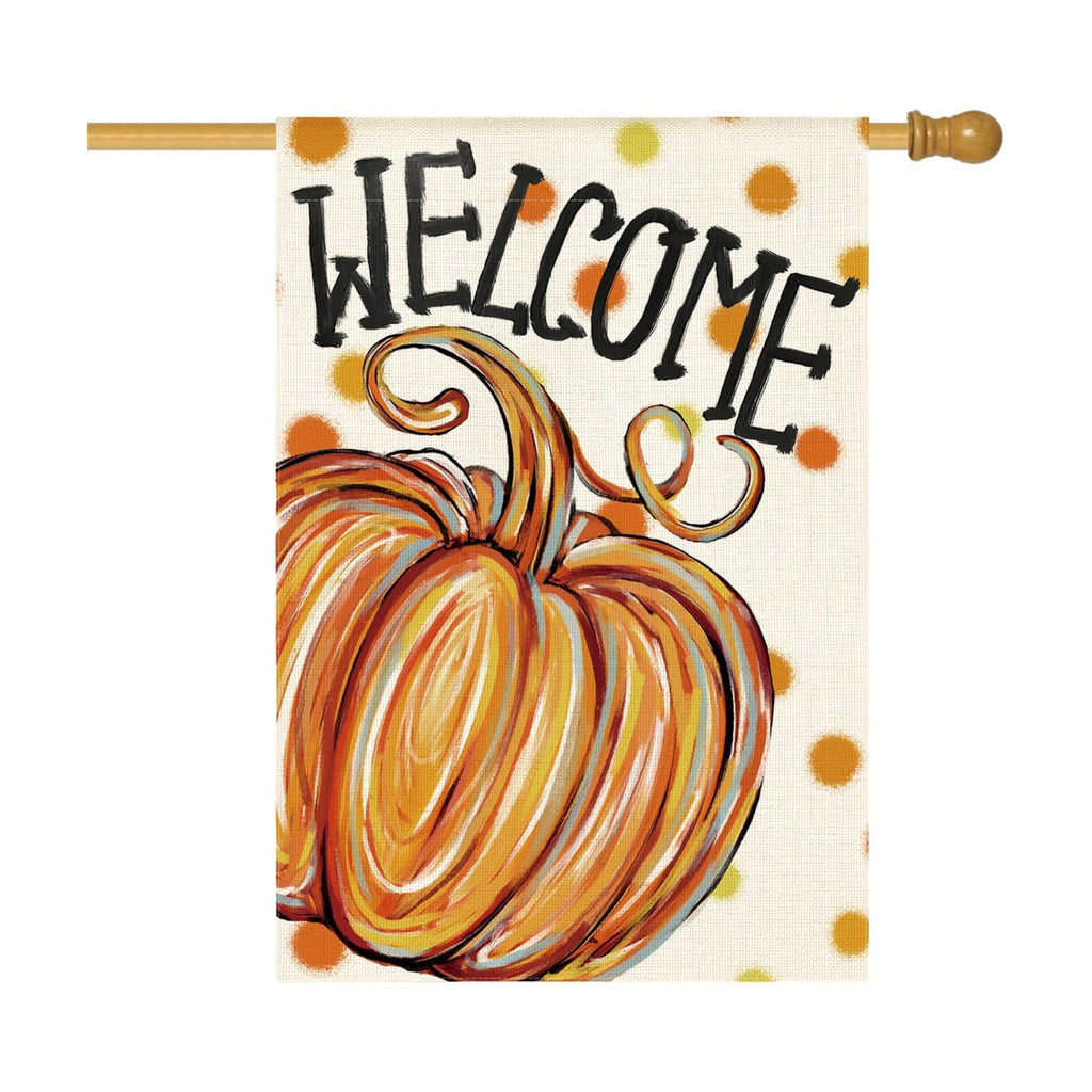 AVOIN colorlife Welcome Pumpkin Fall House Flag 28x40 Inch for Outside