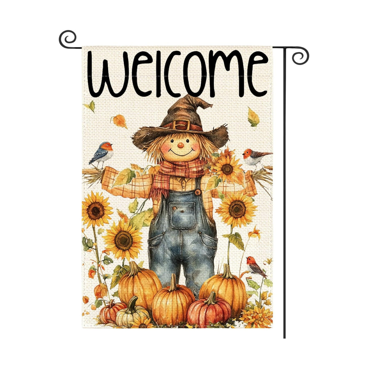 AVOIN colorlife Rustic Fall Scarecrow Garden Flag 12x18 Inch Outside