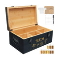 Large Bamboo Wood Seed Storage Organizer Box with Lid, Double-Layer Seal Design Seed Saving Box with Premium Coated