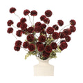 DuHouse 6pcs Faux Silk Pompon Mum Small Chrysanthemum Ball Burgundy