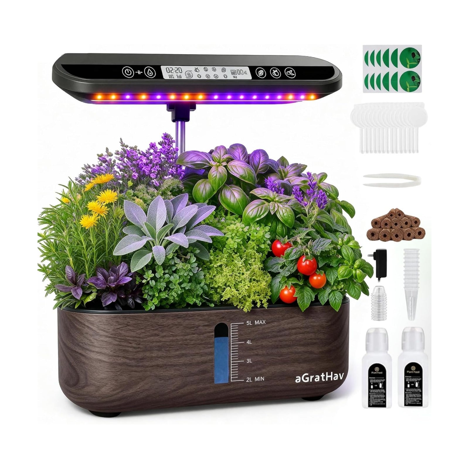 Hydroponics Growing System Kit, Indoor Herb Garden, 14 Pods Upgraded LCD Display, LED Grow Light Quiet Smart Water Pump