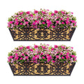 2 Pack 24 Inch Window Boxes Planters Railing Planter Box with Adjustable Brackets & Coco Liners Fabric Plant Grow Bags