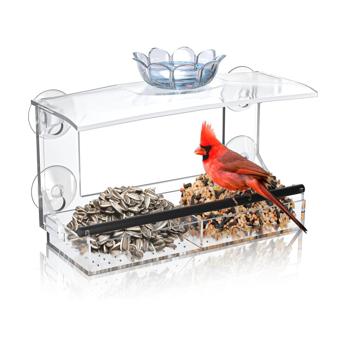 DY-SKTY Clear Acrylic Window Bird Feeder with Strong Suction Cups, Detachable Tray – Easy to Clean, Birds Viewing for Cats, Outdoor Wild Bird Watching Gift, Outside Garden Decor