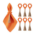 APTWOW Napkin Rings Set of 6, Wooden Bead Napkin Rings for Fall Table Decor
