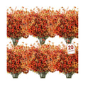 20 Pcs Artificial Fall Flowers for Outdoors Fake Mums, Mixed Orange