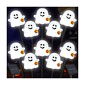 BRIGHTDECK Solar Halloween Ghost Pathway Lights, 10 Pack Ghost Stake Lights with Pumpkin Design, Durable Waterproof Outdoor Halloween Decoration for Garden, Walkway, and Yard (Cold White)
