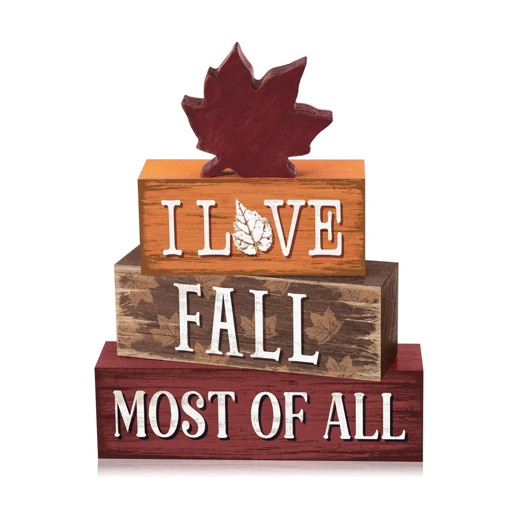 Yousoontic 4 Pcs Fall Maple Leaf Figurines Set, Rustic Farmhouse Decor