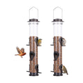 MIXXIDEA 2PK Metal Bird Feeders with 6 Feeding Ports,Tube Bird Feeder with Steel Hanger,Hard Plastic Wild Bird Feeder for Outdoors Hanging, Attracting Birds in Your Lawn, Garden, Balcony (Coffee)