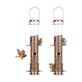 MIXXIDEA 2PK Metal Bird Feeders with 6 Feeding Ports,Tube Bird Feeder with Steel Hanger,Wild Bird Feeder for Outdoors Hanging, Attracting Birds in Your Lawn, Garden, Balcony (Antique Copper)