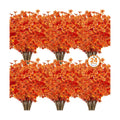 24 Pcs Artificial Fall Flowers Fake Mums for Outdoor Decor, Bright Orange | Lifelike faux mums, silk flower, UV