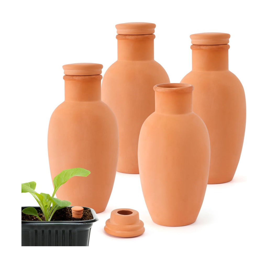 4pcs 3.1in Plant Self Watering Globes Ollas Watering Pots Drip Irrigiation Olla System Terra Cotta Clay Irrigation Pots