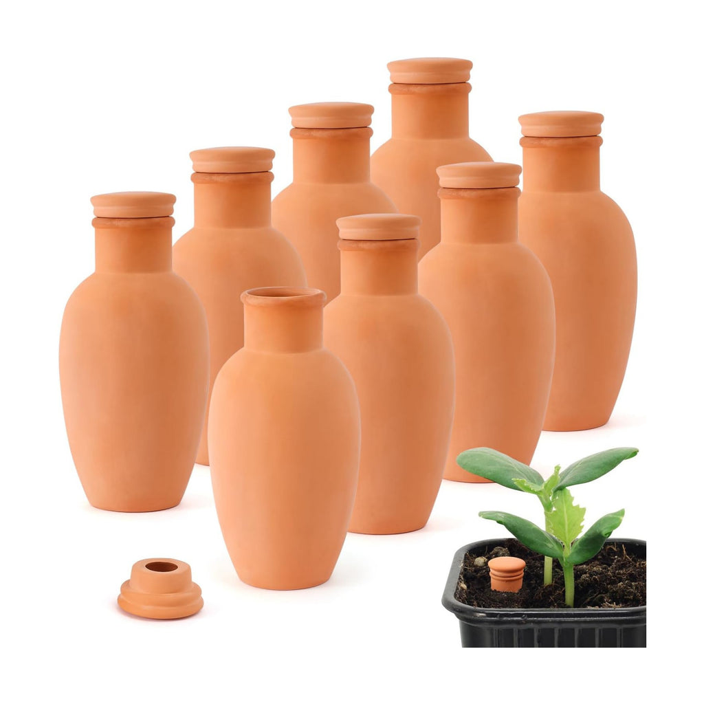 8pcs 3.1 * 3.1 * 6in Olla Pots for Garden Olla Watering System Terracotta Watering Pots Olla Watering Pot with Lid