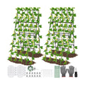 2Packs 17 x 42 Inch Garden Trellis for Raised Beds Foldable Climbing Plant Support Cucumber Trellis Outdoor A-Frame