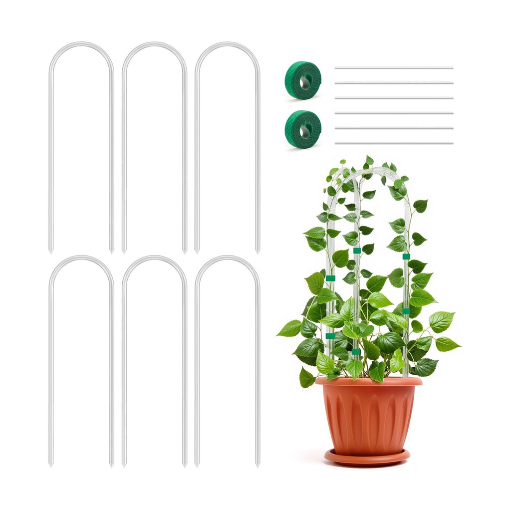 6 Pack U-Shape Acrylic Plant Trellis for Indoor Climbing Plants, 16 Inch Small Plant Trellis, Potted Plant Climber