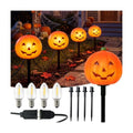 4 Pumpkin Pathway Marker Lights Outdoor, 7Ft Halloween Decoration Stake