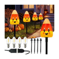 4 Candy Corn Pathway Marker Lights Outdoor, 7Ft Halloween Decoration Stake