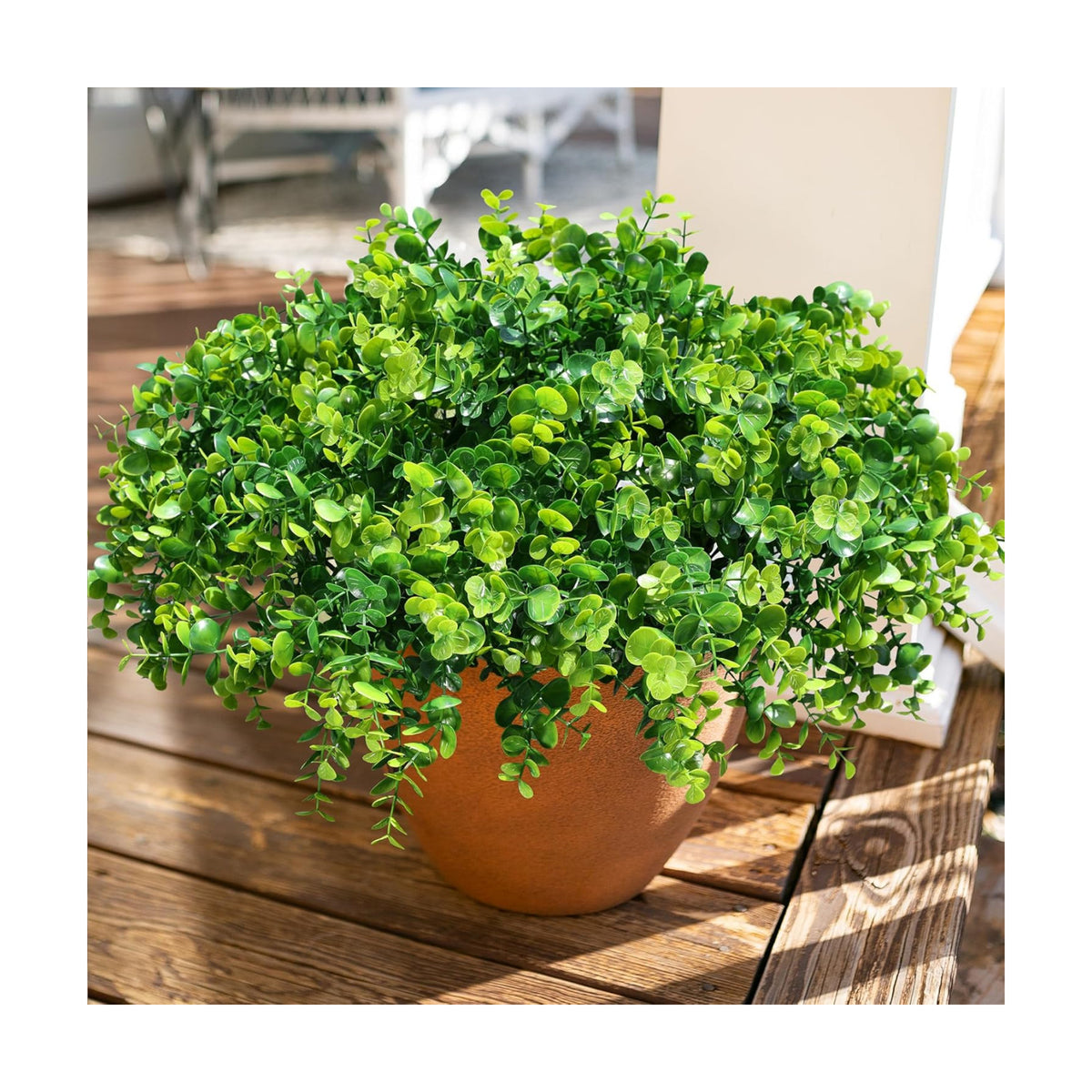 HyeFlora Artificial Plants for Outdoors Outside Spring Summer Decoration, 12 Bundles Faux Eucalyptus Leaves Stems Bulk Fake Greenery Branches Look Real UV Resistant for Home Porch Patio Planter Yard