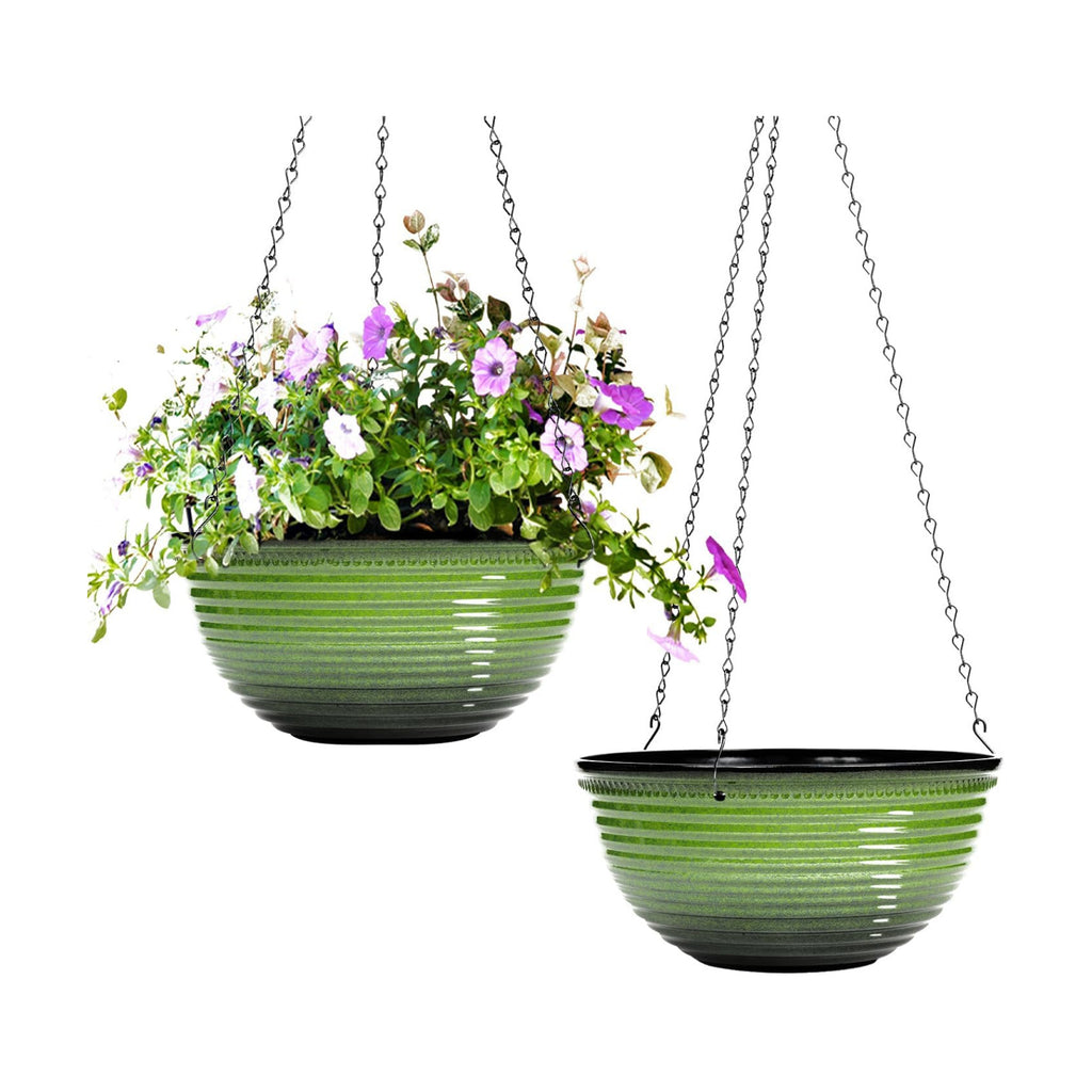 Vanslogreen 10 Inch Hanging Planter, 2 Pack Hanging Planters for Indoor Outdoor Plants, Hanging Pots with Drainage