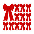 12 PCS Christmas Decorations, 12 x 18 Inches Large Christmas Bows, Red Velvet PVC Indoor Outdoor Christmas Tree Bows Wreath Bow Party Supplies Xmas Ornaments for Door Fireplace Stairs Railing