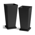 Worth Garden Large 28 in.Tall Planters Set of 2 for Indoor and Outdoor, Heavy Duty Plastic Black Modern Taper Flower