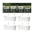Dahey 15 Inches Railing Planter Box 4 Pcs Metal Hanging Flower Pots, White | 2.7" Width Detachable Hooks, Outdoor