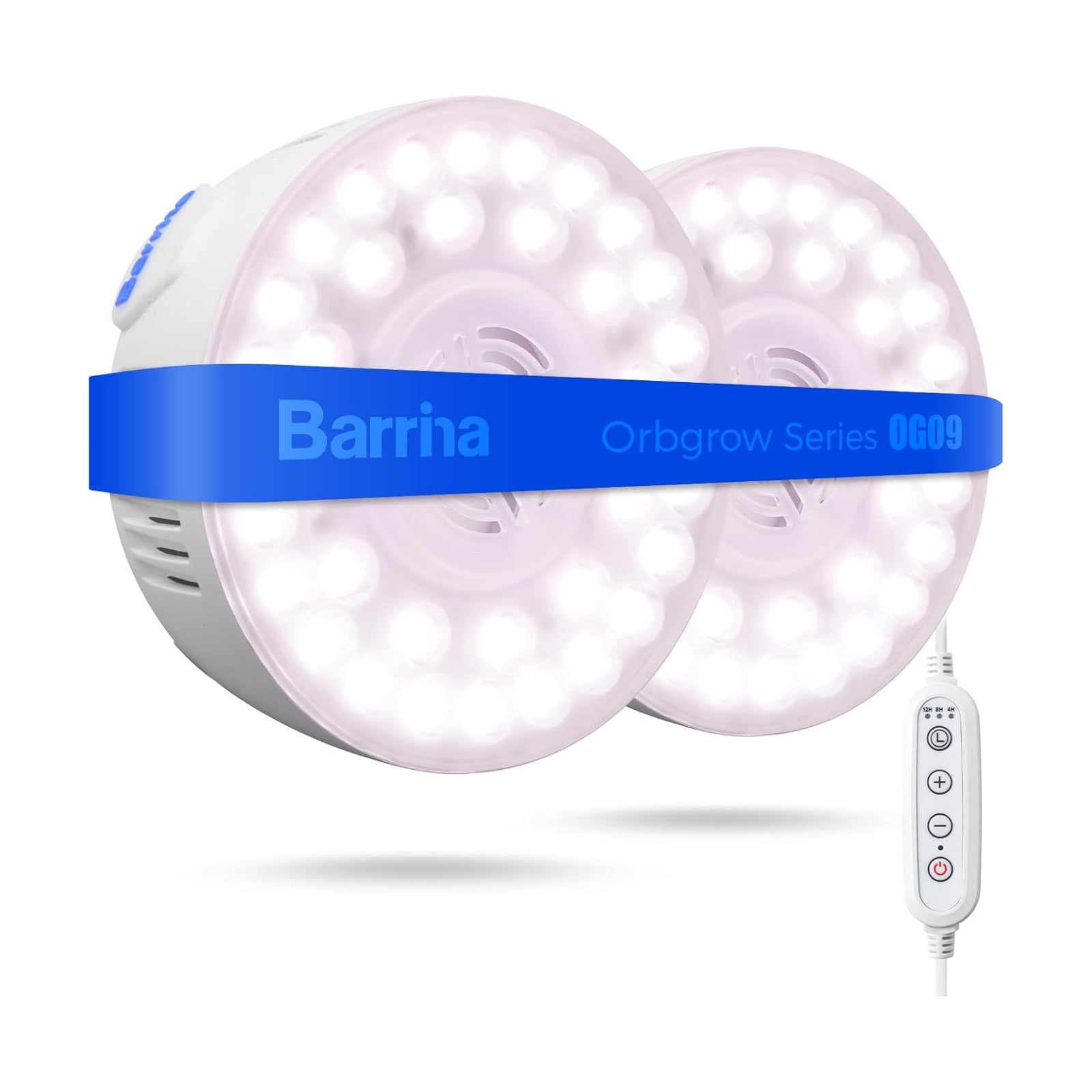 Barrina OG09 Grow Light, 18W(2 x 9W), Pinkish White, Timer, 2 Packs | Full Spectrum Plant Light for Indoor Plants