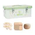Seed Storage Box, Seed Storage Organizer with Garden String, 30 Seed Envelopes and Bamboo Plant Labels, 4 Compartments