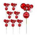 Daifunli 8 Pcs Red and White Christmas Tree Picks 7.87 Inch Christmas Balls Ornaments Xmas Hanging Decorations for Xmas Tree Topper DIY Wreath Holiday Floral Vase Fillers Crafts Home Decor