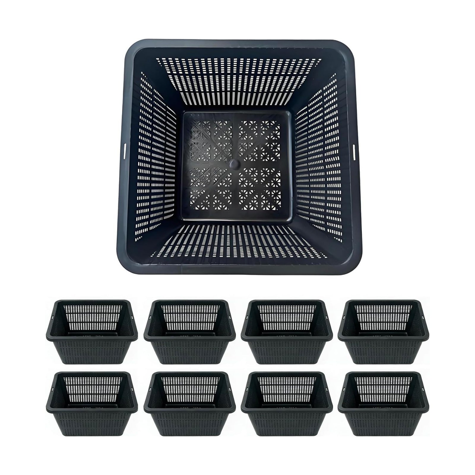 8 Pcs 9 Inch Pond Plant Baskets for Plants Hydroponics Net Pots Water Garden Plant Pots Black Plastic Pond Basket