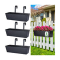 16“ Large Hanging Planters for Outdoor Plants, Railing Planter Box, 3 Pack | Balcony Planters with Detachable Wide