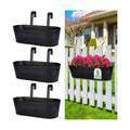 Railing Planter Box, 16" Large Hanging Planters for Outdoor Plants, 3 Pack | balcony planters with Detachable Wide