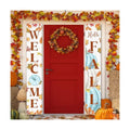 MEHOFOND Blue Pumpkin Maple Leaves Porch Banner Sign, Hello Fall Welcome Sign, 2-Pack, 71 x 12 Inches
