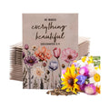 He Makes Everything Beautiful - Pollinator Wildflower Mix Seed Packets - 25 Seed Packs - Perfect Eco-Friendly Gift for