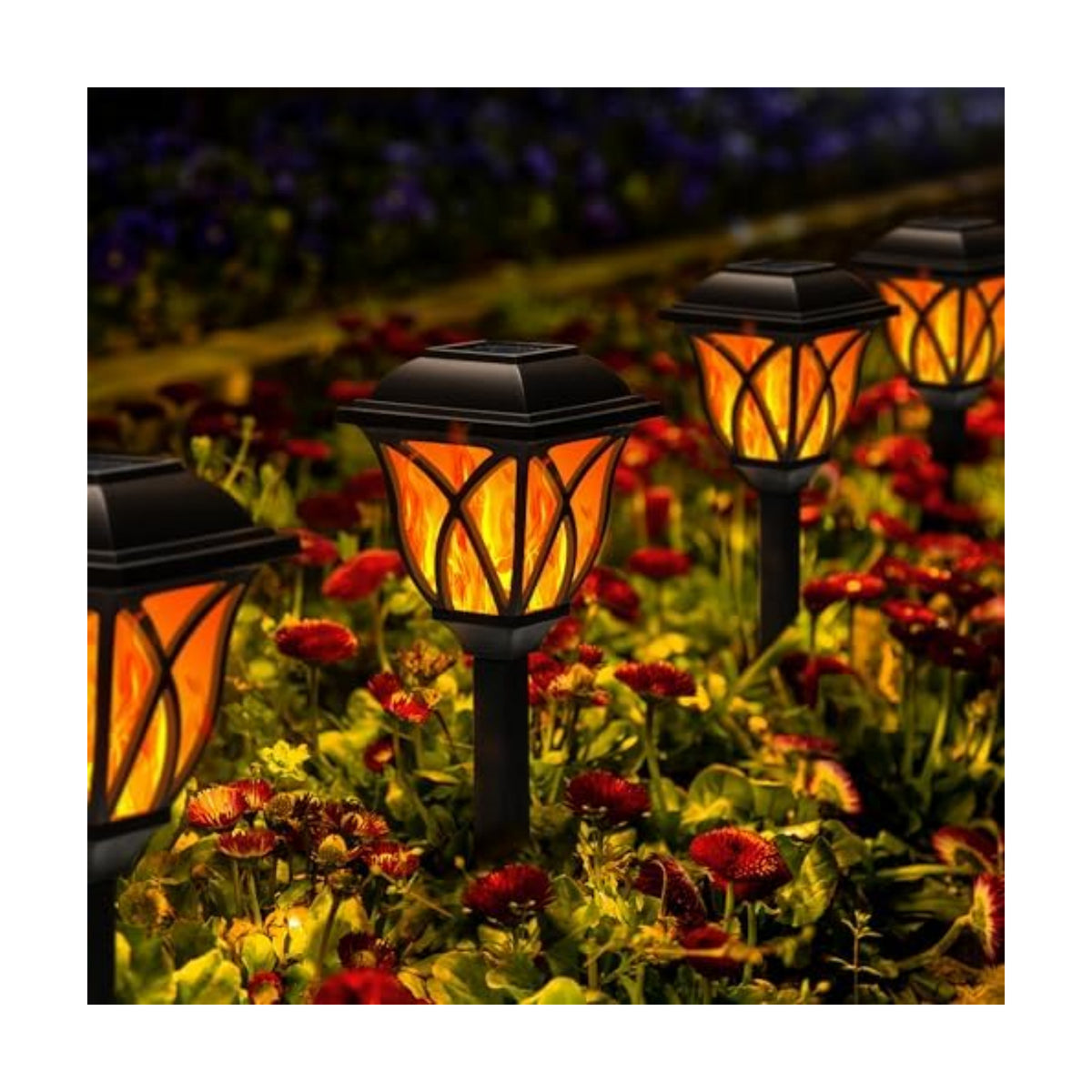 GIGALUMI Solar Lights Outdoor Waterproof, 8 Pack Flickering Flame LED Light