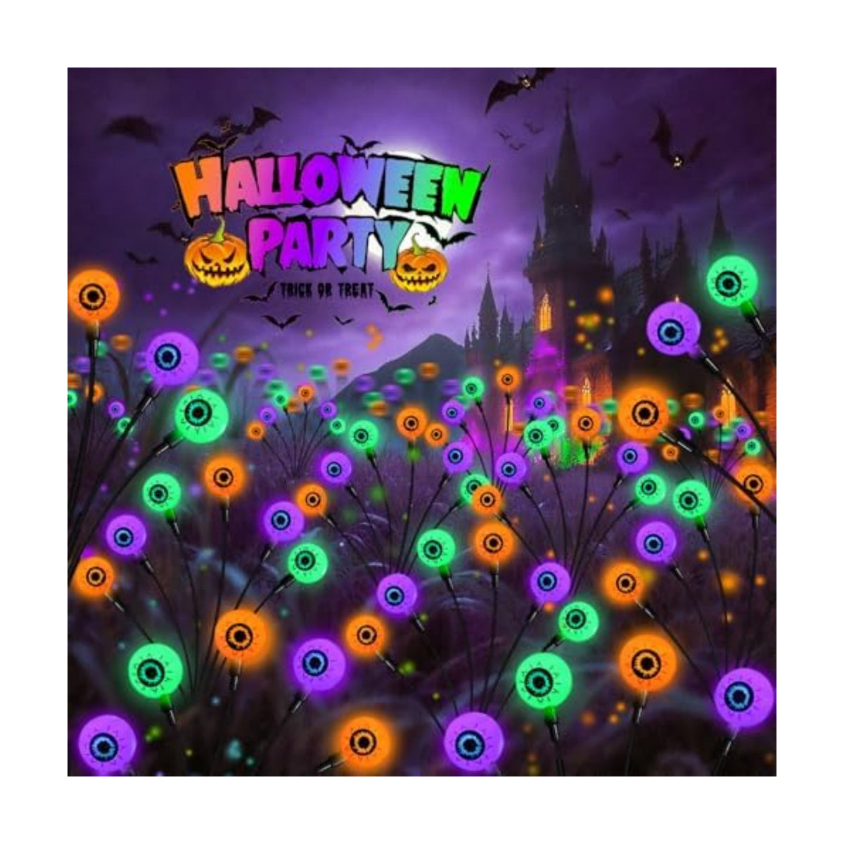 Solar Halloween Eyeball Lights Outdoor 6Pack, 36LED Purple Orange Green
