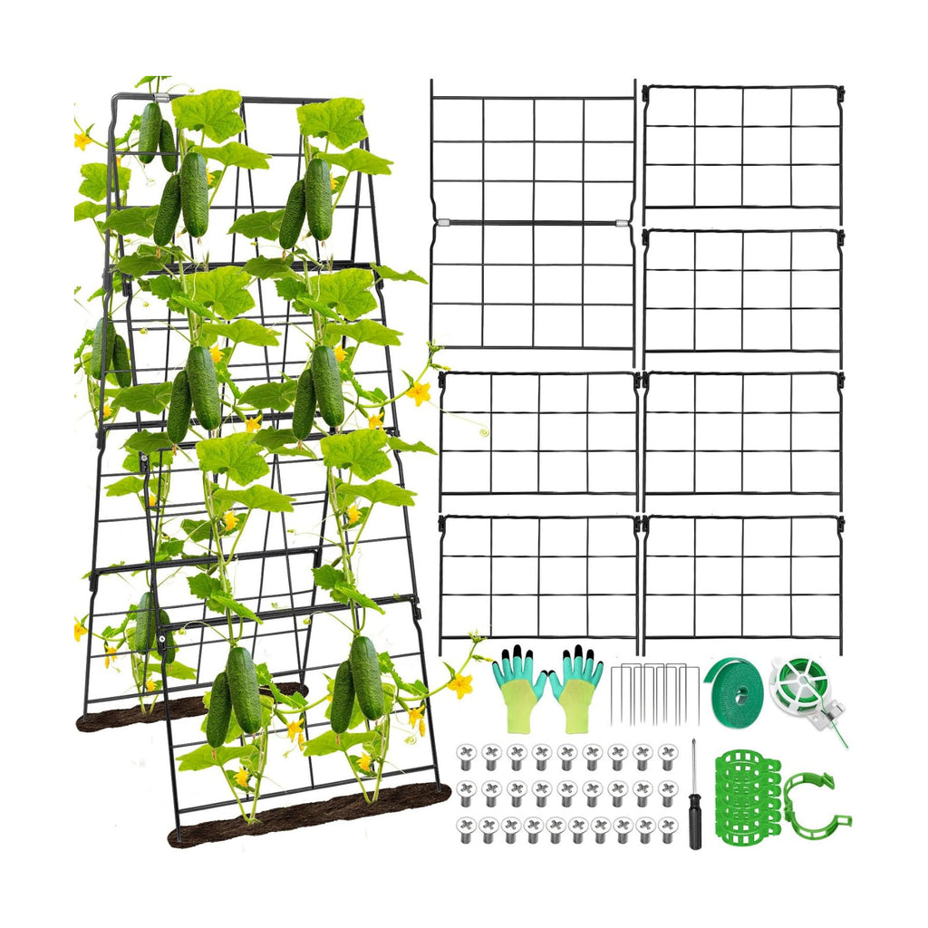 Cucumber Trellis for Raised Bed A Frame Metal Garden Trellis for Climbing Plants Outdoor, 42 x 16IN Foldable Coated